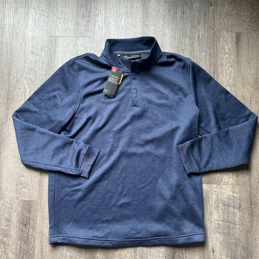 Under Armour NEW Sweatshirt Mens XL Blue 1/4 Zip Mock Neck UA Storm Golf